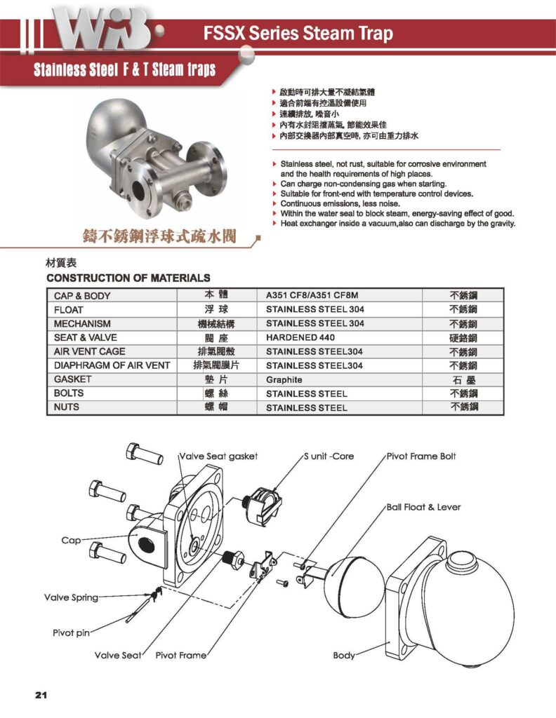 stainless steel F&T steam traps
