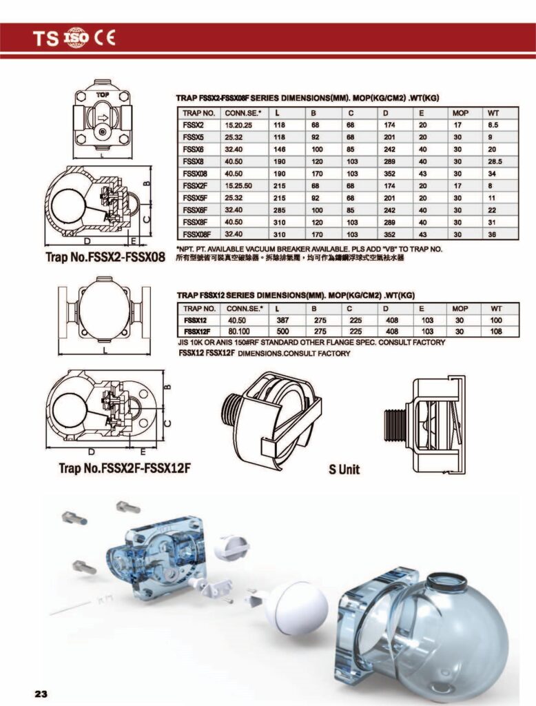 stainless steel F&T steam traps